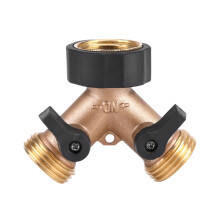 Raccord en Y pour tuyau d'arrosage, adaptateur en laiton pour robinet d'eau, raccord en Y Ă 2 voies de 3/4" pour tuyau d'arrosage de jardin (????)