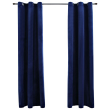 Marineblå fløyelsmørkingsgardiner med ringer, 2 stk. 89 x 153 cm, energieffektive, lysblokkerende, ideelle for soverom