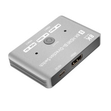 Conmutador compatible con 8K UHD, 2 entradas/1 salida/1 entrada/2 salidas, bidireccional, de alta velocidad, compatible con conmutadores de 48 Gbps,