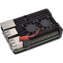 Raspberry Pi3Model B+ alumínium ház dupla hűtőventilátorral, fém héjú fekete házzal, kompatibilis