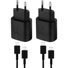 (2 unidades) Compatível com carregador rápido Samsung, Tipo C, preto, com cabo CC de 1 m para S25!