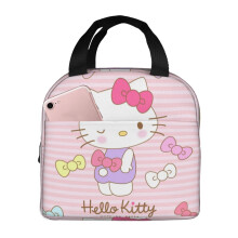 Hello Kitty Lunchtasche für Damen und Herren mit Reißverschluss, wasserdicht und wiederverwendbar, Kühltasche/Lunchbox für Büro/Picknick/Arbeit
