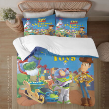 Set di biancheria da letto natalizio Toy Story, comodo copripiumino singolo per bambini e adulti, regalo per adulti, set da 3 pezzi con stampa di