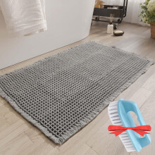 Viral bademåtte i vaffelmønster, skridsikker, maskinvaskbar bademåtte, kompatibel med badeværelsesindretning, superabsorberende (grøn, 24*36