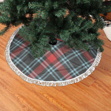 Jupe de sapin de Noël en dentelle à franges, motif tartan doux et léger, agréable au toucher, 76 cm