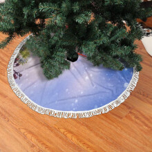 Jupe de sapin en dentelle à franges, fond bleu neige, cadre de branches de sapin, douce, légère et agréable au toucher, 91 cm (36 pouces).