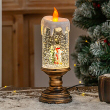 Bougies de Noël sans flamme avec boîte à musique, bougie électrique LED avec figurine de Père Noël, ambiance chaleureuse, décoration