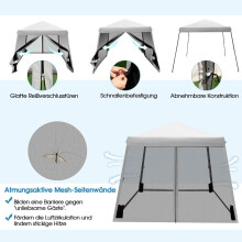 Grande tente de fête à auvent de 3 m x 3 m avec pieds inclinés gris