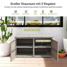 Coffre de terrasse en rotin d'une capacité de 335 L 115 x 60 x 65 cm Gris