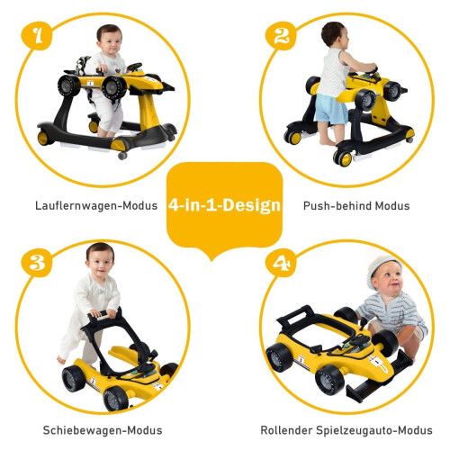 Trotteur pliable 4 en 1 jaune