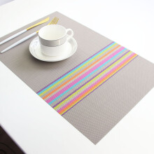 Umweltfreundliche Regenbogen-Streifen Ess-Tischsets 6 Stück, ungiftiges PVC