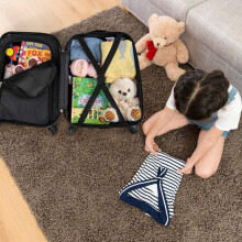 2 tlg Kinderkoffer + Rucksack Kindertrolley aus Kunststoff Kinder Kofferset Weltraum-Dinosaurier