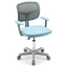 Chaise d'ordinateur pour enfants à hauteur réglable et roues autobloquantes 54 x 54 x 80 - 91,5 cm bleu + gris
