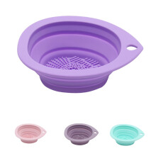 Makeup Brush Cleaning Bowl Silicone Foldable Non Slip Base Gentle Wash for Beauty Tools