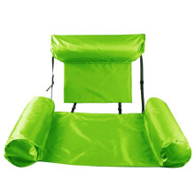 Pool Float Chair with Backrest and Armrests, Inflatable Water Hammock Lounger for Pool Beach Party – Green