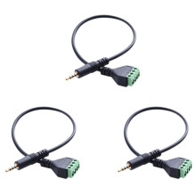 3x3,5 mm-es csavaros csatlakozós hangszórókábel adapter, 4-eres sztereó TRRS apa furat - AV4 csavaros csatlakozós Balun csatlakozókábel