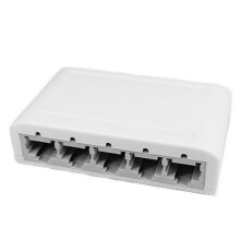 5-porters datasvitsj, nettverkshub, stasjonær Ethernet-splitter, plug-and-play, skjermede porter, vifteløs, stillegående