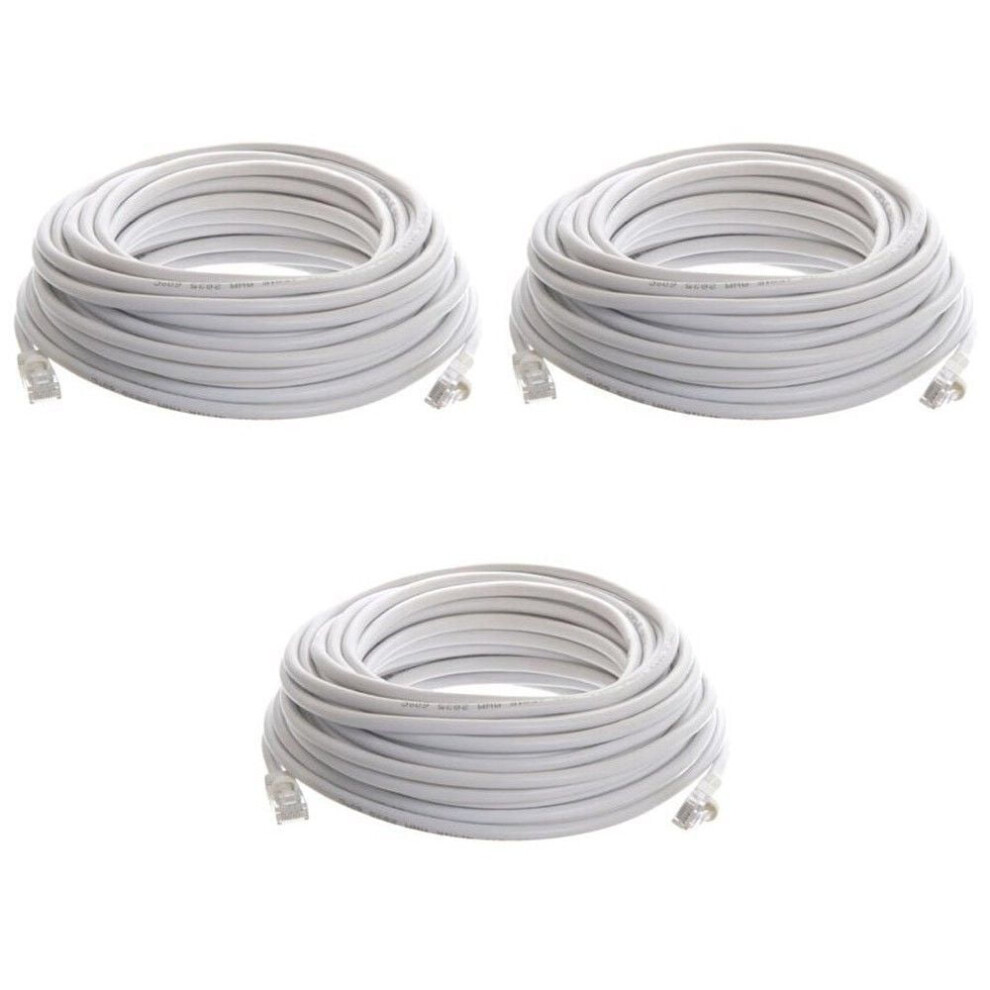 3 X 50Ft Feet Internet Lan Cat5e Network Cable For Computer Modem Router White 9191629123797