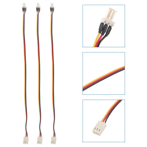 3pcs 3-Pin PC Computer Case Fan Splitter Extension Cord Power Connector Adapter Cable 2