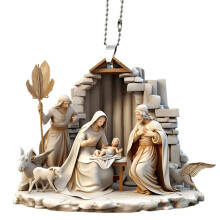 XIUH3.14" Julgransprydnad - Kristen trädekoration, Jesu födelse, religiös juldekoration för hemmet