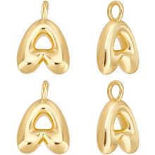 18 Karat vergoldeter Anhänger „A“ in Blasenform, voluminöser Messinganhänger für Ohrringe, Armbänder und DIY-Schmuckherstellung, 4 Stück