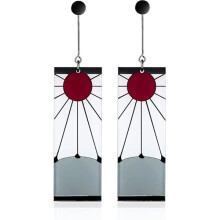 Tanjiro-Ohrringe aus 925er Sterlingsilber, Anime Demon Slayer Cosplay Tanjiro Schwarze Ohrringe Kimetsu No Yaiba Hanafuda Halloween für Herren (FMY)