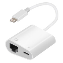 Cábla HEXINGMC1in Lightning go RJ45LAN agus Muirir, Breiseán agus Seinn, le Comhoiriúnach le iPhone/comhoiriúnach le iPad/iPod, Gorm, Nua, 2-in-1