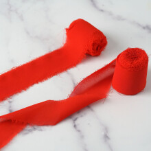 Efavormart 1.5" x 6 yardas - Juego de 2 rollos de cinta de gasa roja para ramos, invitaciones de boda y envoltura de regalos