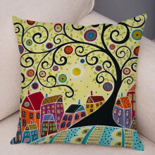 Fronhas de algodão e linho para decoração de casa, quarto, estilo retrô campestre, cores urbanas, capa de almofada para sofá, carro, desenho