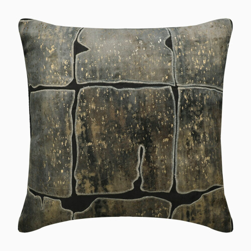 Fețe de pernă decorative, gri, 40x40 cm, din catifea, model patchwork, stil modern - Grudge Patch