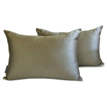 Față de pernă lombară HomeCentric Luxury 20"x30" Set de 2, satin flambat gri taupe, stil modern
