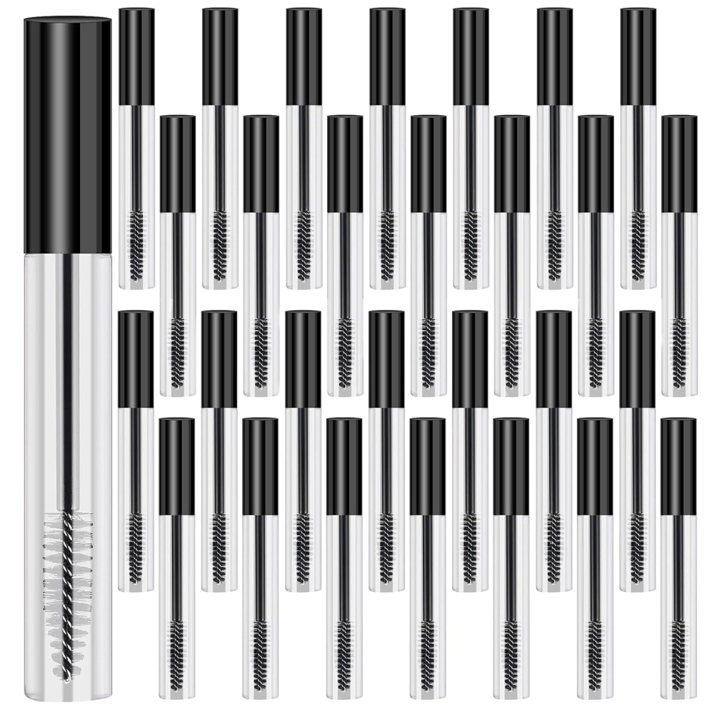 Black 100Pcs Empty Mascara Tubes 10Ml Clear Refillable Wand Containers Leak Resistant Travel Size