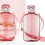 Pink Water Bottle 750ML PP PC, 178x33x108mm, with Strap 11