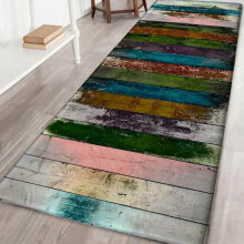 Covor tip rulou 60x15 cm, design geometric, poliester cu bază antiderapantă din PVC, compatibil cu decorul holului/bucătăriei/sufrageriei