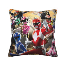Poszewki na poduszki Power Rangers z czarnego aksamitu, kompatybilne z poduszkami kwadratowymi, bez wkładu, zamek błyskawiczny niewidoczny, do