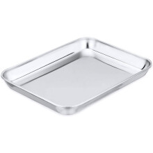 GoXteam Toaster-Backblech, Edelstahl-Toaster-Backform, rechteckig 26,7 x 20,3 x 2,5 cm, Hochglanzpoliert und spülmaschinenfest, passend für kleine