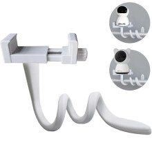 Supporto universale per baby monitor, più lungo, flessibile, in silicone bianco, per telecamera per neonati.