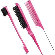 Set di 3 spazzole per capelli per pettinare all'indietro, spazzola per definire i contorni, pettine per cotonare, per capelli neri di donne, bambini