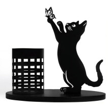 Katzen-Stiftehalter für Schreibtisch, Schreibtisch-Organizer, Stiftehalter für Schlafzimmer/Büro, Metall-Dekoration für Tischdekoration A