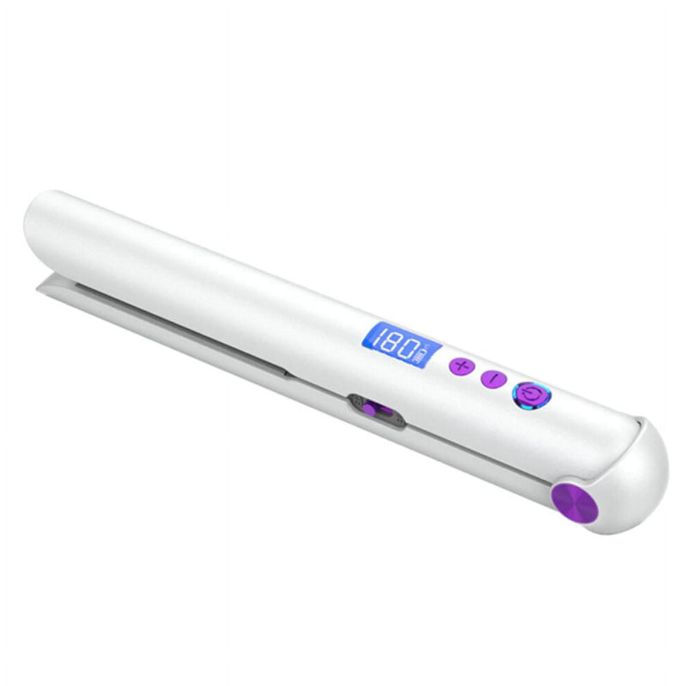 Portable USB Rechargeable Hair Straightener and Curler with Power Bank Travel Flat Hair Wand Wireless Straightening A