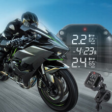 Motorrad-Reifendruckkontrollsystem (TPMS) mit Kabel, 2 externen Sensoren, Schutzart IP67, Echtzeitüberwachung