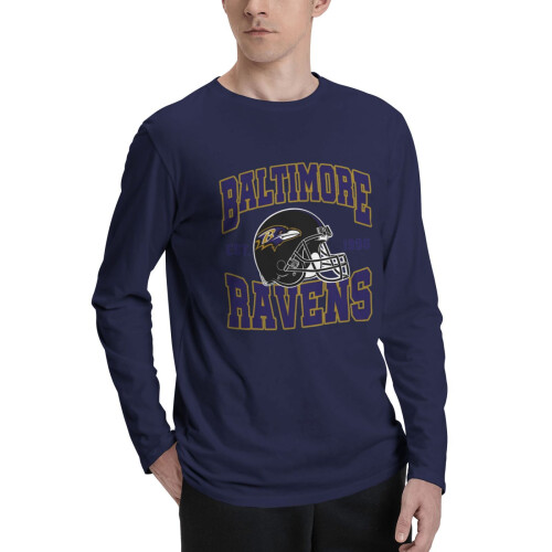 YBR_Ravens Ανδρικό T-shirt με μακριά μανίκια και στρογγυλή λαιμόκοψη, αθλητικό μπλουζάκι 1