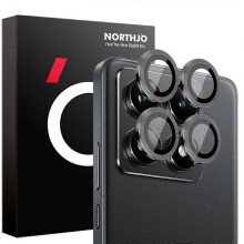 NORTHJO1Set yhteensopivaan xiaomi14t pro karkaistusta lasista kameran linssikalvon CD-suonten metallirengaslinssinsuojaan monivärinen tyyli A