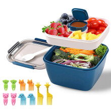 Lancheira Hariumiu1100/1500ML de Camada Dupla com Colher, Recipiente para Molho, Tampa Hermética, Pode Ser Lavada na