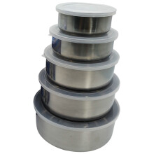Set di ciotole per mescolare in acciaio inox con coperchio Qnmwood UPKOCH - Set per la conservazione degli alimenti a prova di perdite