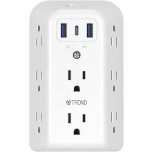 Chargeur mural USB, multiprise avec protection contre les surtensions, rallonge 8 prises et 3 ports de charge USB (dont 1 USB-C), 3 faces