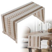 Șervețel de masă în stil rustic, dantelă croșetată din bumbac natural boho de 55"x12", pentru decor rustic, de mireasă, de nuntă sau de cină