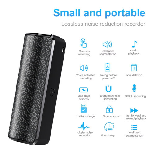 jixopn Μίνι Επαγγελματική Συσκευή Φωνητικής Εγγραφής με Μικρόφωνο Συνεχής Εγγραφή 2
