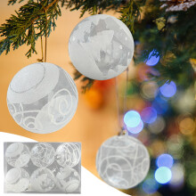 6PCS Christmas Ornaments Set - Clear Matte Ball DIY Tree Decor, Compatible with Xmas Festival, Snowflake Design