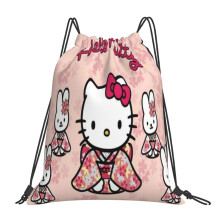 Hello Kitty Stahovací tašky Voděodolný sportovní batoh Tělocvična Jóga Pytel Cestovní taška se šňůrkou pro ženy a muže